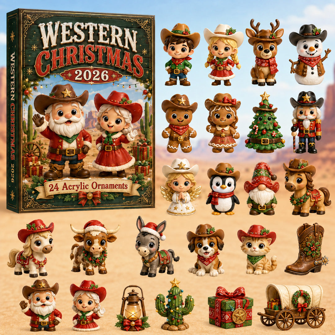 CHRISTMAS KICKOFF 40% OFF - Western Christmas Advent Calendar 2026 - 24-Day Festive Countdown, Acrylic Charms Blind Box - Gift For Family & Friends