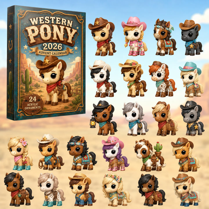 CHRISTMAS KICKOFF 40% OFF - Western Pony Advent Calendar 2026 - 24-Day Festive Countdown, Acrylic Charms Blind Box - Gift For Family & Friends