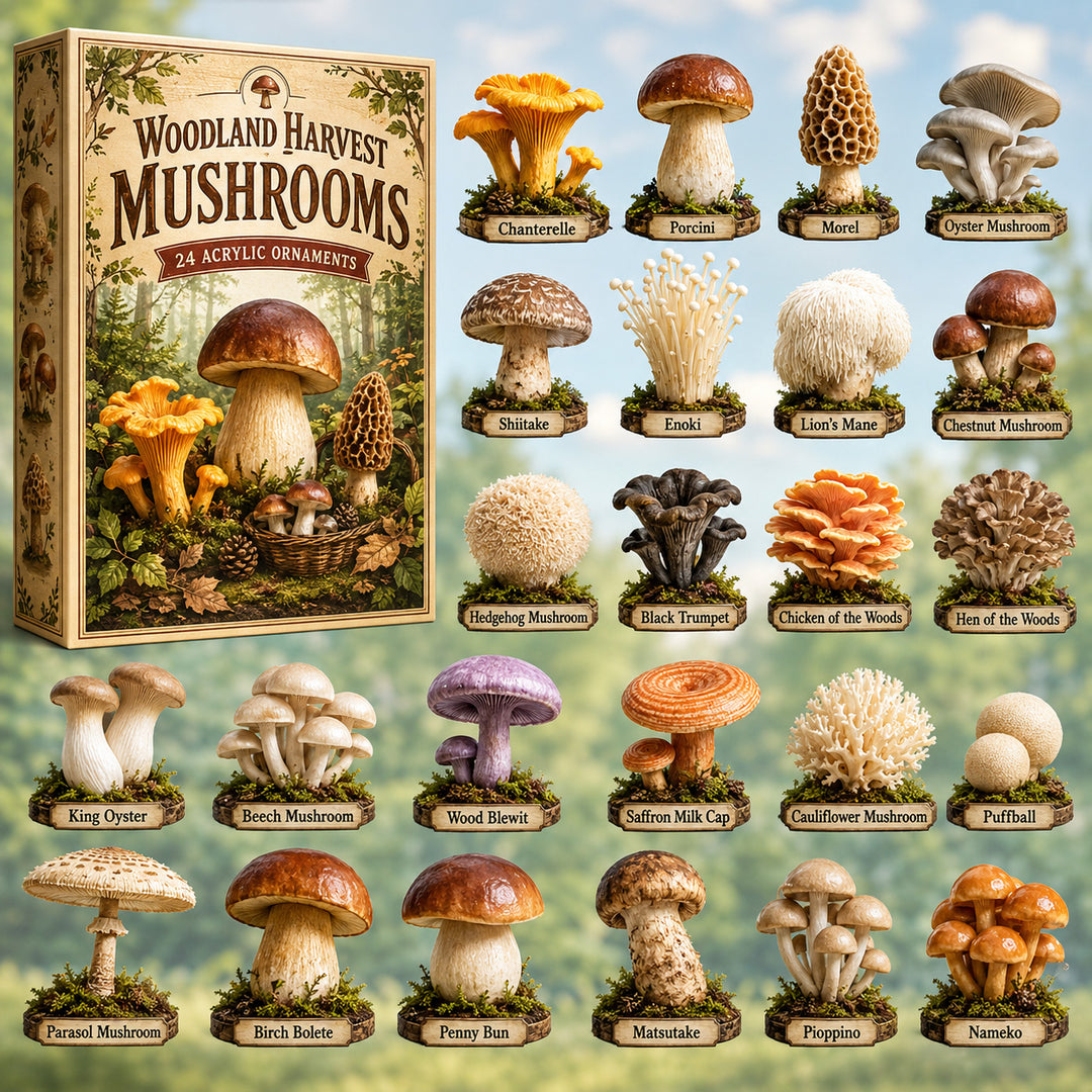 CHRISTMAS KICKOFF 40% OFF - Woodland Harvest Mushrooms Advent Calendar 2026 - 24-Day Festive Countdown, Acrylic Charms Blind Box - Gift For Nature Lovers AC0HT313