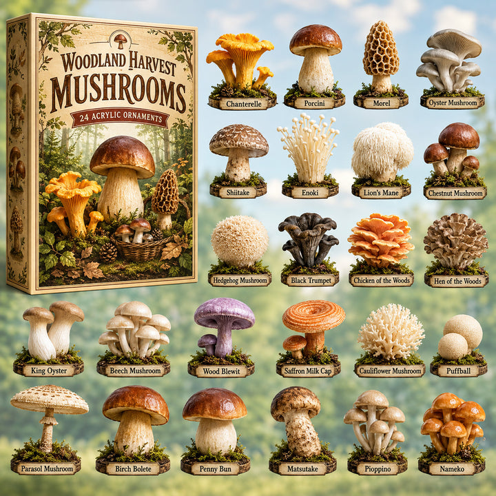 CHRISTMAS KICKOFF 40% OFF - Woodland Harvest Mushrooms Advent Calendar 2026 - 24-Day Festive Countdown, Acrylic Charms Blind Box - Gift For Nature Lovers AC0HT313