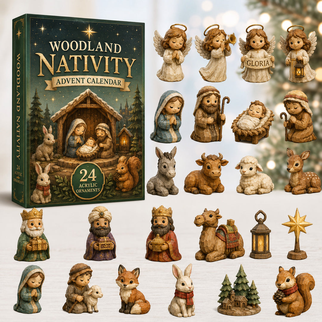 CHRISTMAS KICKOFF 40% OFF - Woodland Nativity Advent Calendar 2026 - 24-Day Festive Countdown, Acrylic Charms Blind Box - Gift For Family & Friends AC0HT209