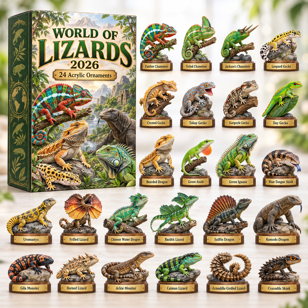 CHRISTMAS KICKOFF 40% OFF - World Of Lizards Advent Calendar 2026 - 24-Day Festive Countdown, Acrylic Charms Blind Box - Gift For Lizard Lovers AC0HT649
