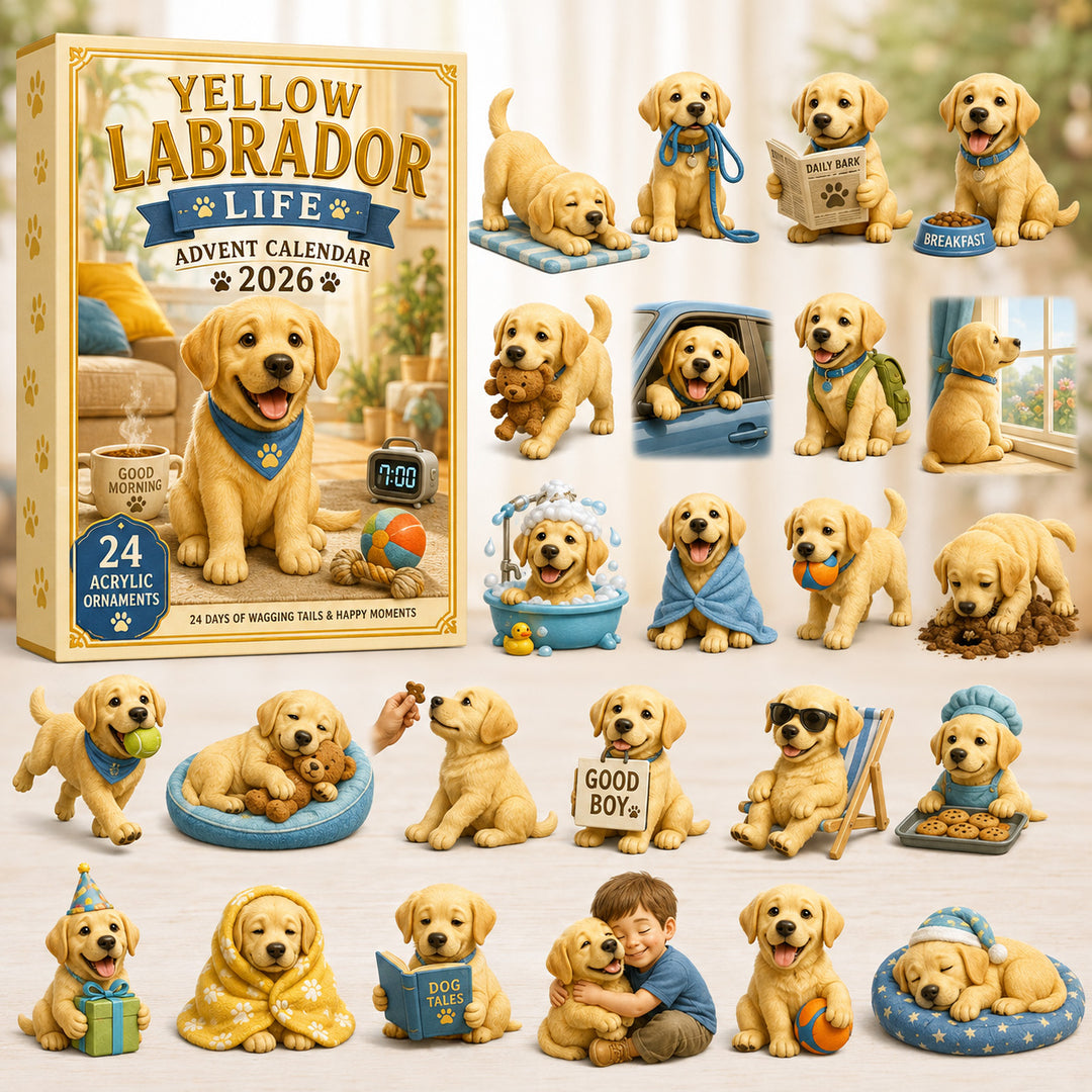 CHRISTMAS KICKOFF 40% OFF - Yellow Labrador Life Advent Calendar 2026 - 24-Day Festive Countdown, Acrylic Charms Blind Box - Gift For Labrador Lovers AC0HT255