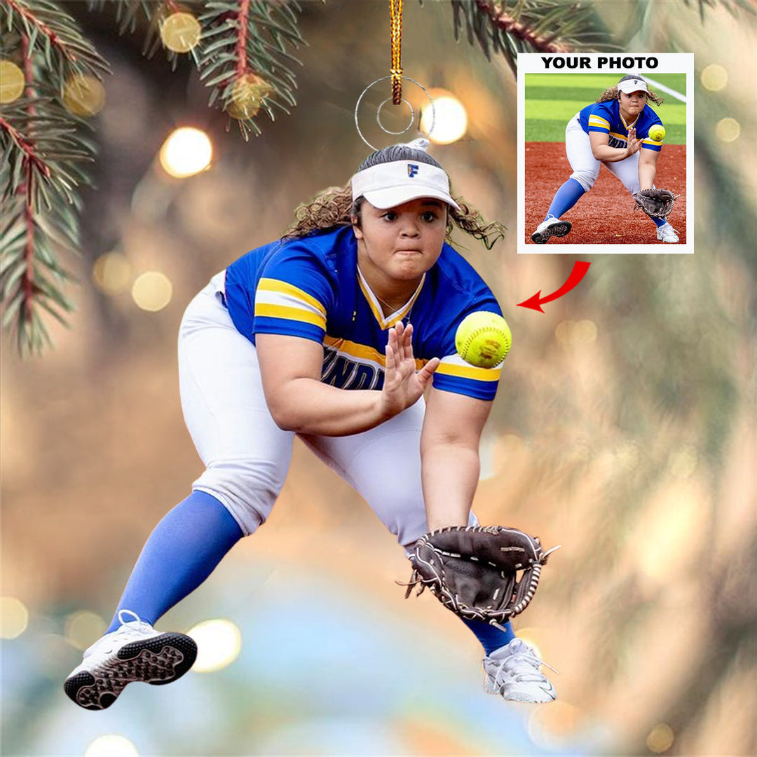 Curveball Crusher - Personalized Photo Mica Ornament - Christmas Gift For Softball Lovers, Softball Players