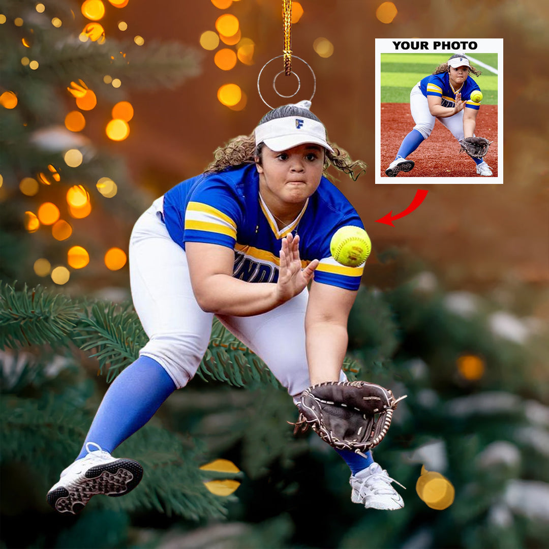 Curveball Crusher - Personalized Photo Mica Ornament - Christmas Gift For Softball Lovers, Softball Players