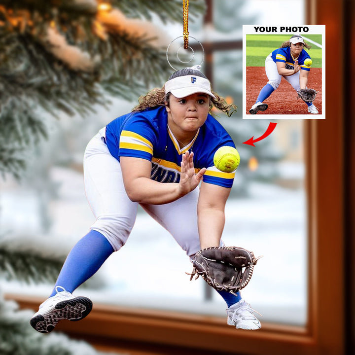 Curveball Crusher - Personalized Photo Mica Ornament - Christmas Gift For Softball Lovers, Softball Players