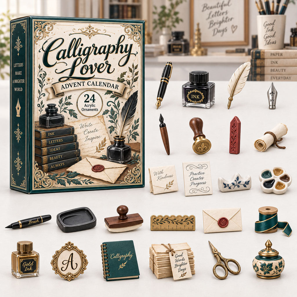 CHRISTMAS KICKOFF 40% OFF - Calligraphy Lover Advent Calendar 2026 - 24-Day Festive Countdown, Acrylic Charms Blind Box - Gift For Calligraphy Lovers AC0HA272