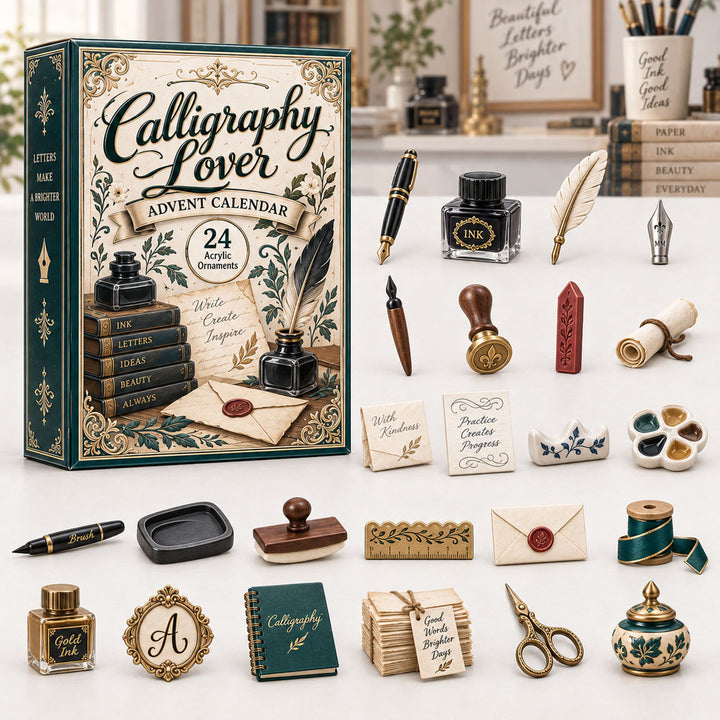 CHRISTMAS KICKOFF 40% OFF - Calligraphy Lover Advent Calendar 2026 - 24-Day Festive Countdown, Acrylic Charms Blind Box - Gift For Calligraphy Lovers AC0HA272