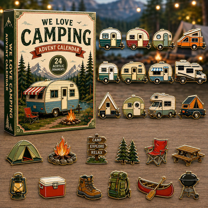 CHRISTMAS KICKOFF 40% OFF - Cozy Camp Advent Calendar 2026 - 24-Day Festive Countdown, Acrylic Charms Blind Box - Gift For Campers
