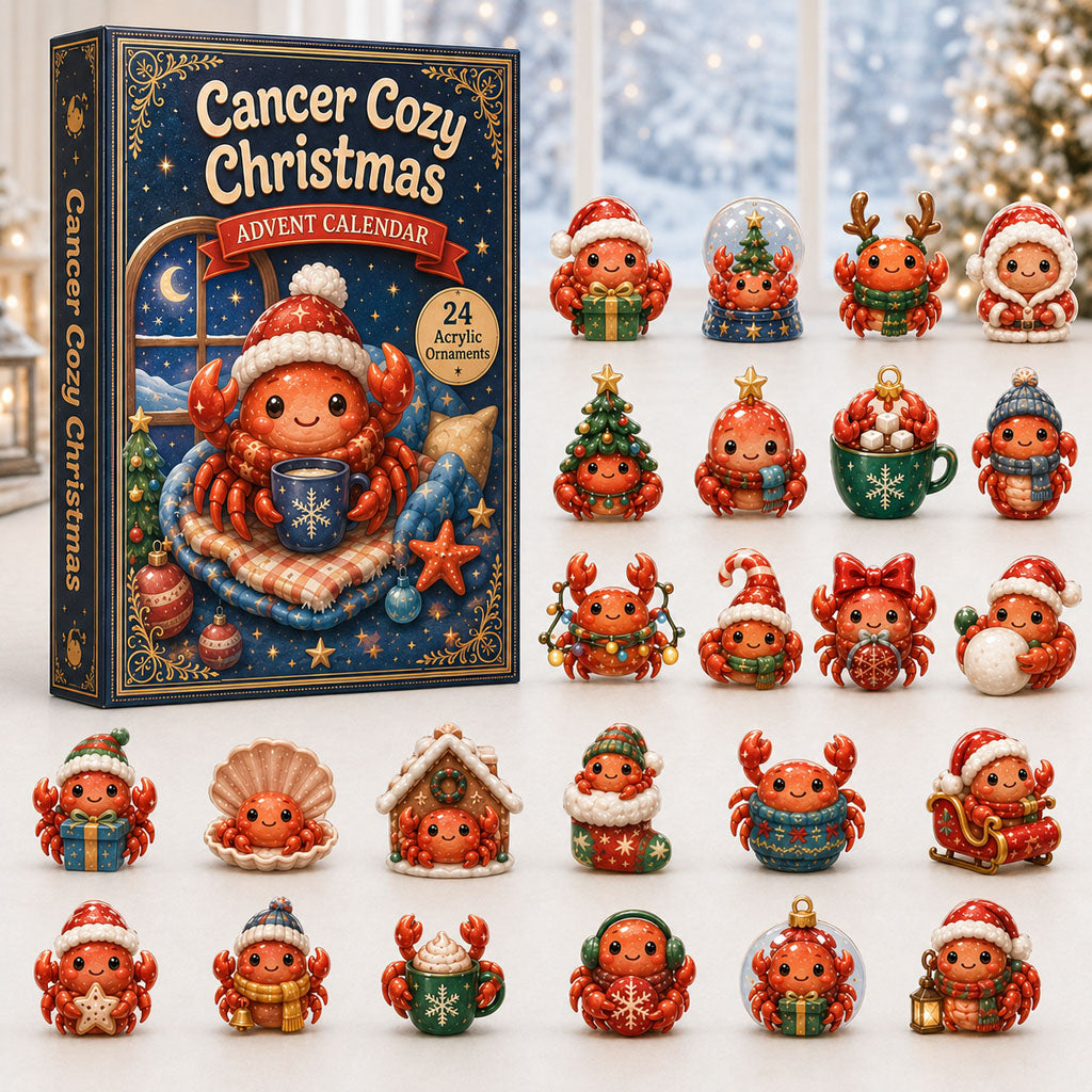 CHRISTMAS KICKOFF 40% OFF - Cancer Cozy Christmas Advent Calendar 2026 - 24-Day Festive Countdown, Acrylic Charms Blind Box - Gift For Astrology Lovers AC0HA196
