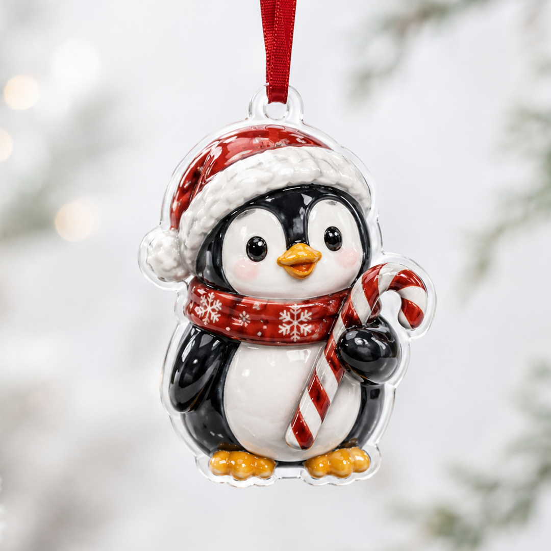 Candy Cane Penguin Mica Ornament NCU0HA043