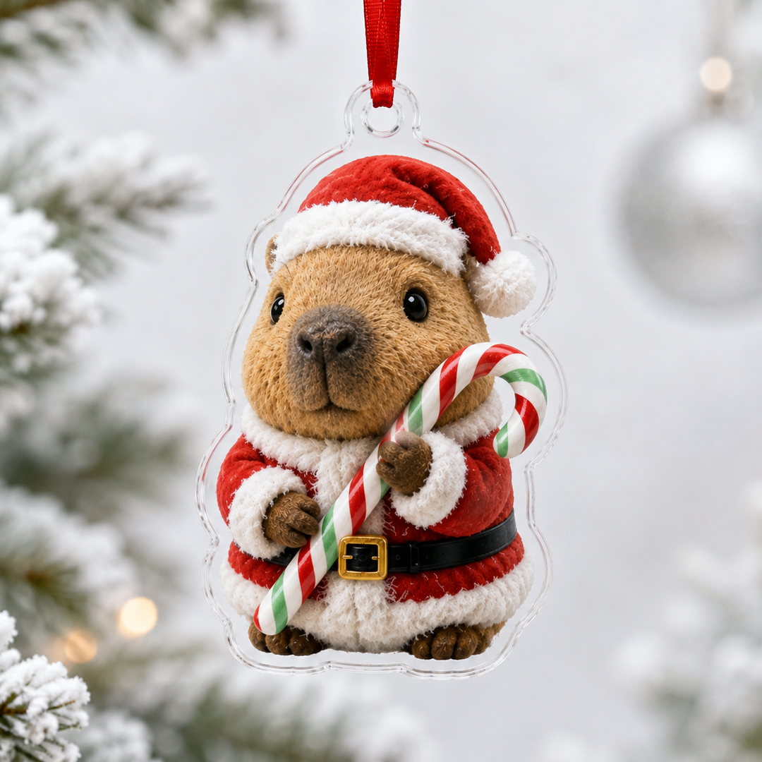 Capybara Candy Cane Santa Mica Ornament NCU0HA068