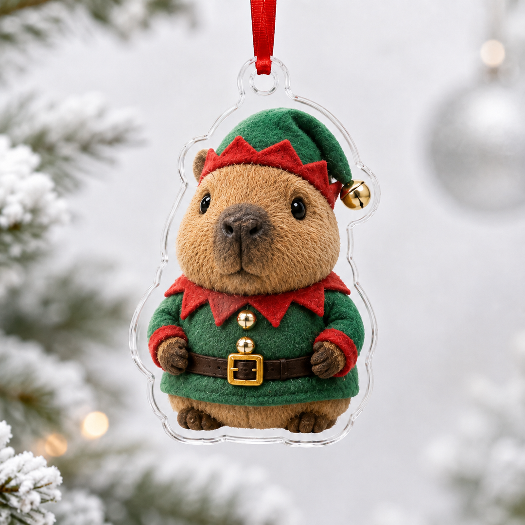 Capybara Christmas Elf Mica Ornament NCU0HA069