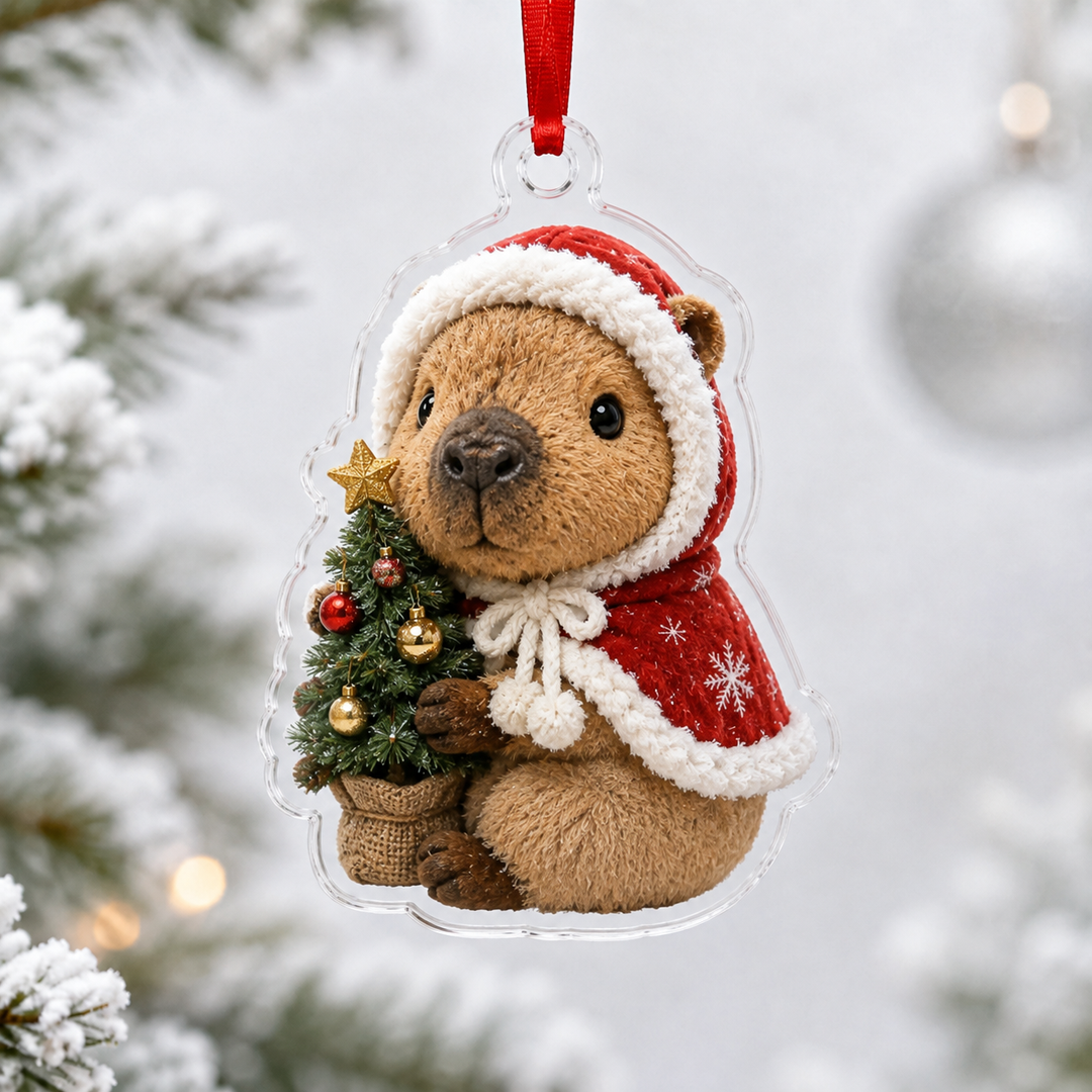 Capybara Christmas Tree Hug Mica Ornament NCU0HA071