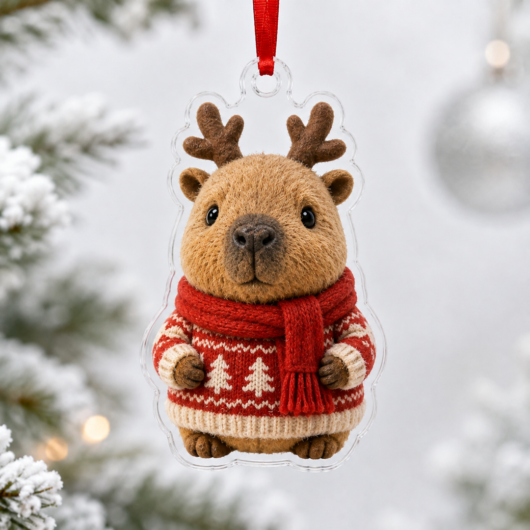 Capybara Reindeer Cozy Mica Ornament NCU0HA072