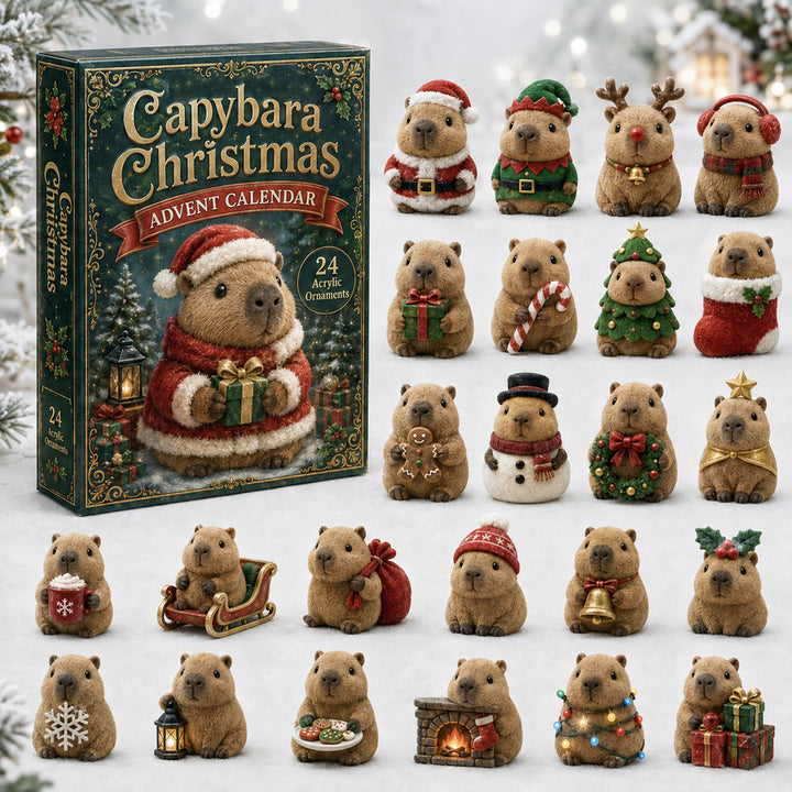 CHRISMAST KICKOFF 40% OFF - Capybara Christmas Advent Calendar 2026 - 24-Day Festive Countdown, Acrylic Charms Blind Box - Gift For Capybara Lovers AC0HA086