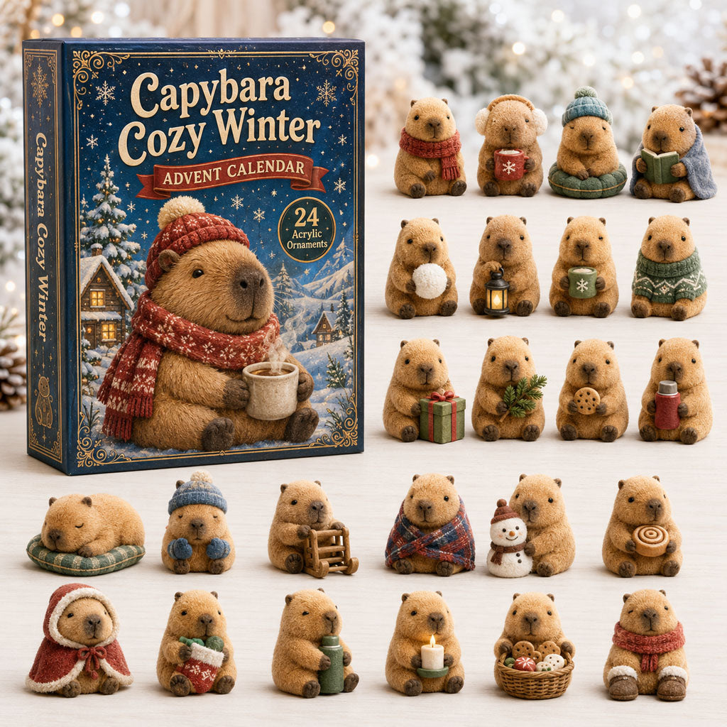 CHRISMAST KICKOFF 40% OFF - Capybara Cozy Winter Advent Calendar 2026 - 24-Day Festive Countdown, Acrylic Charms Blind Box - Gift For Capybara Lovers AC0HA087