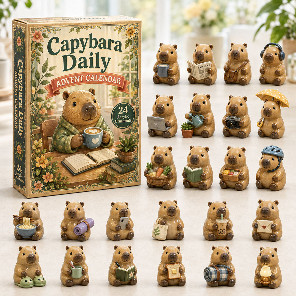 CHRISMAST KICKOFF 40% OFF - Capybara Daily Advent Calendar 2026 - 24-Day Festive Countdown, Acrylic Charms Blind Box - Gift For Capybara Lovers AC0HA088