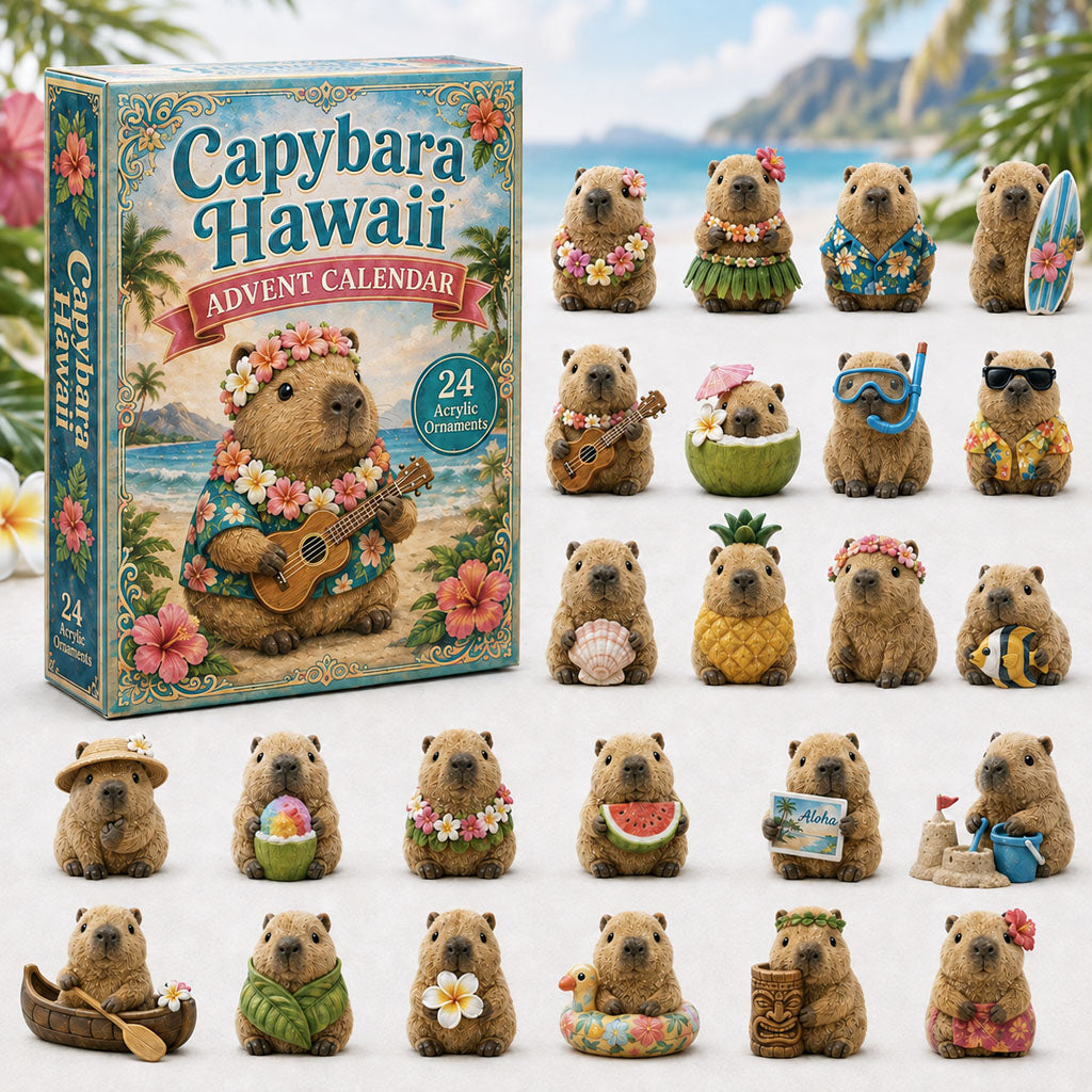 CHRISMAST KICKOFF 40% OFF - Capybara Hawaii Advent Calendar 2026 - 24-Day Festive Countdown, Acrylic Charms Blind Box - Gift For Capybara Lovers AC0HA089