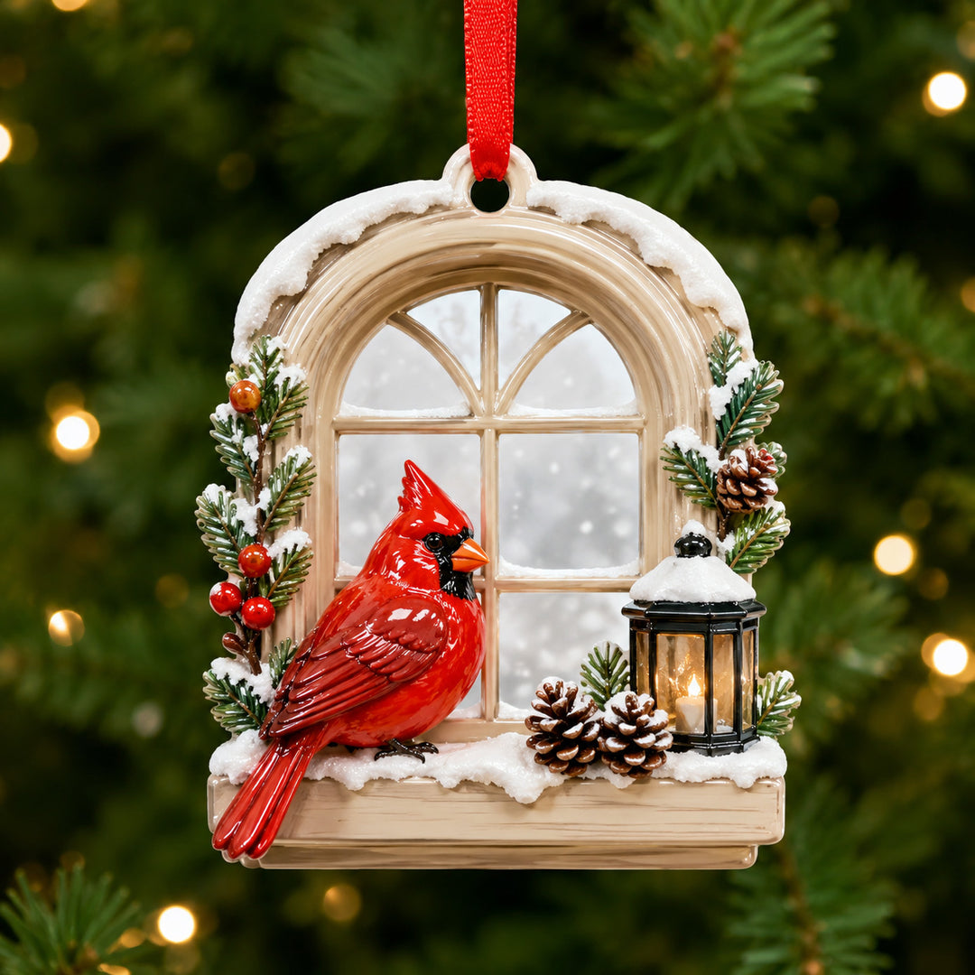 Cardinal Snow Window Mica Ornament NCU0HT034