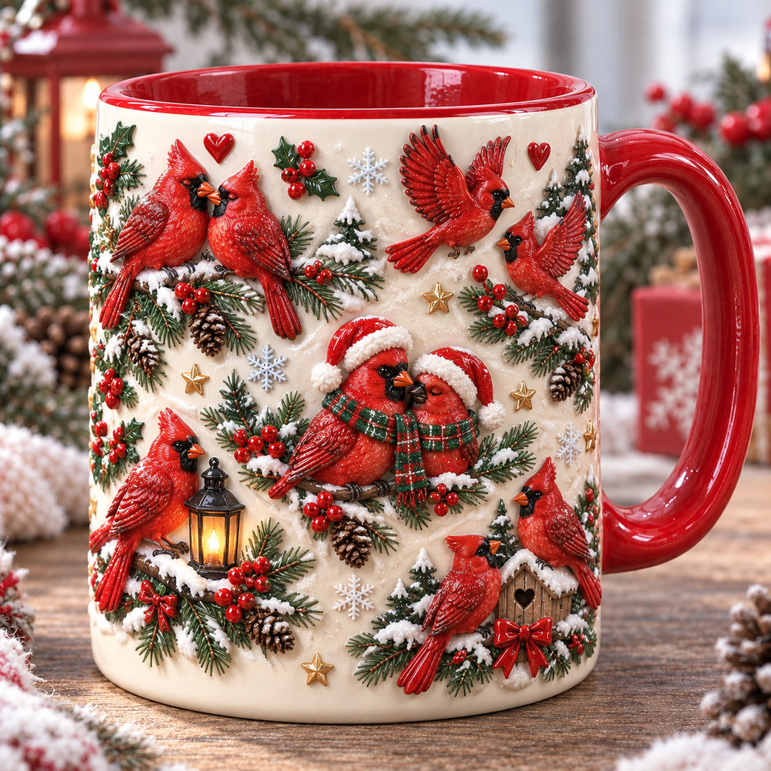 Cardinal Couple Moments Christmas 3D Effect Printed Accent Mug NCU0HT211