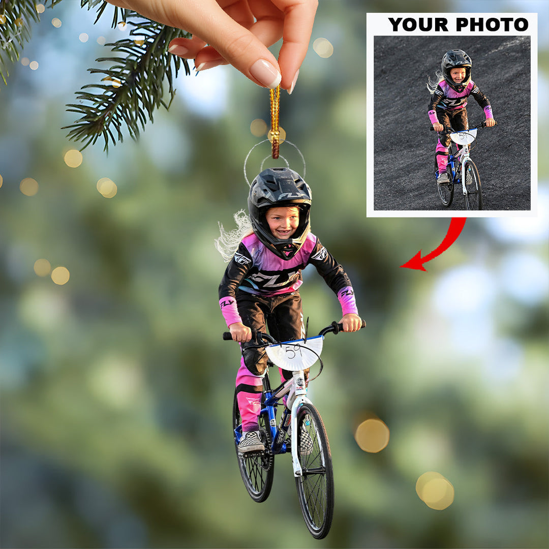 Catch My Speed - Personalized Photo Mica Ornament - Christmas Gift For Family Members