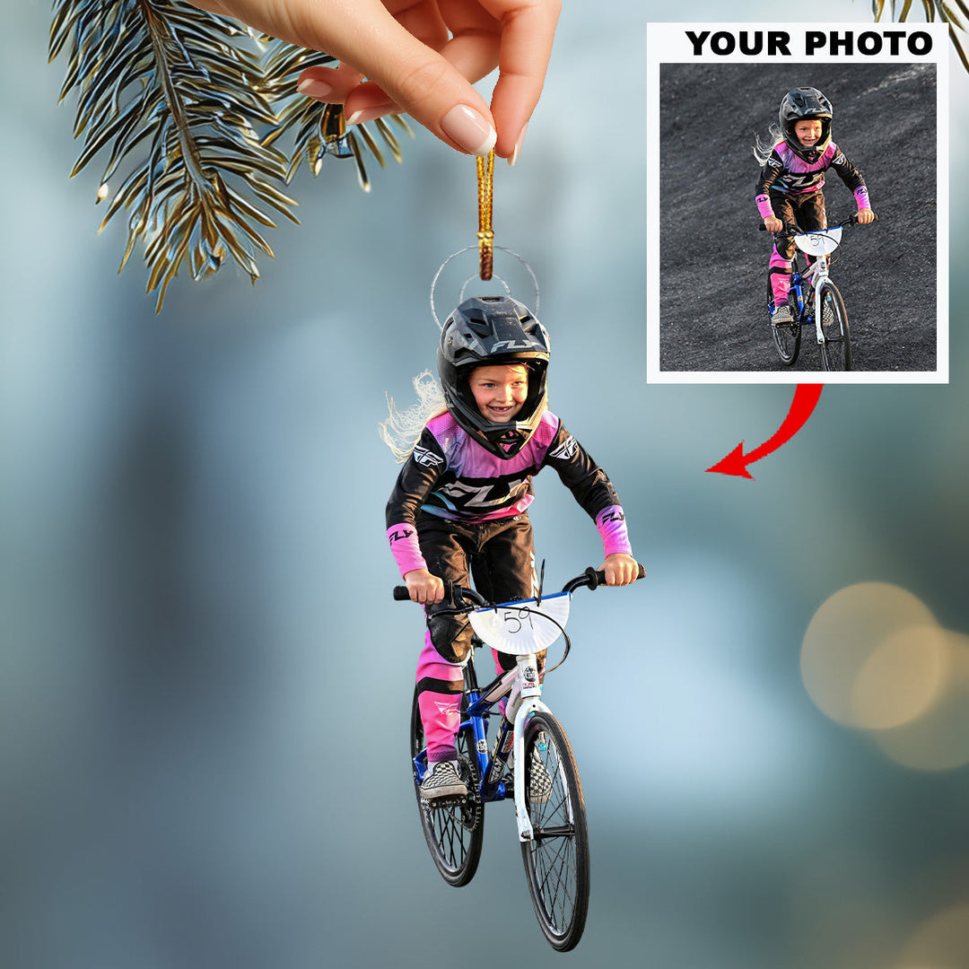 Catch My Speed - Personalized Photo Mica Ornament - Christmas Gift For Family Members