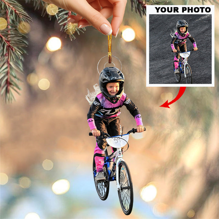 Catch My Speed - Personalized Photo Mica Ornament - Christmas Gift For Family Members