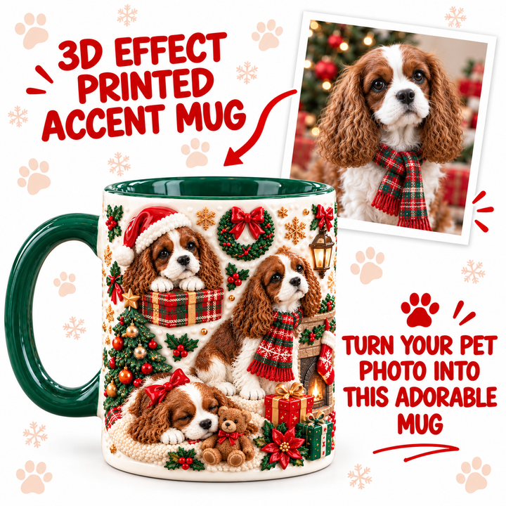Cavalier Christmas Personalized 3D Effect Printed Accent Mug UPL0TH011