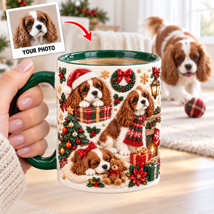 Cavalier Christmas Personalized 3D Effect Printed Accent Mug UPL0TH011