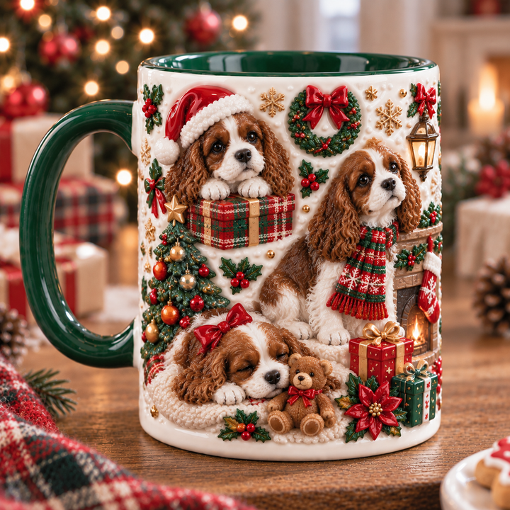 Cavalier Spaniel Christmas 3D Effect Printed Accent Mug NCU0TH067