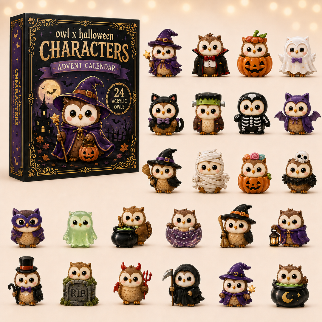 CHRISTMAS KICKOFF 40% OFF - Owl Halloween Advent Calendar 2026 - 24-Day Festive Countdown, Acrylic Charms Blind Box - Gift For Animal Lovers