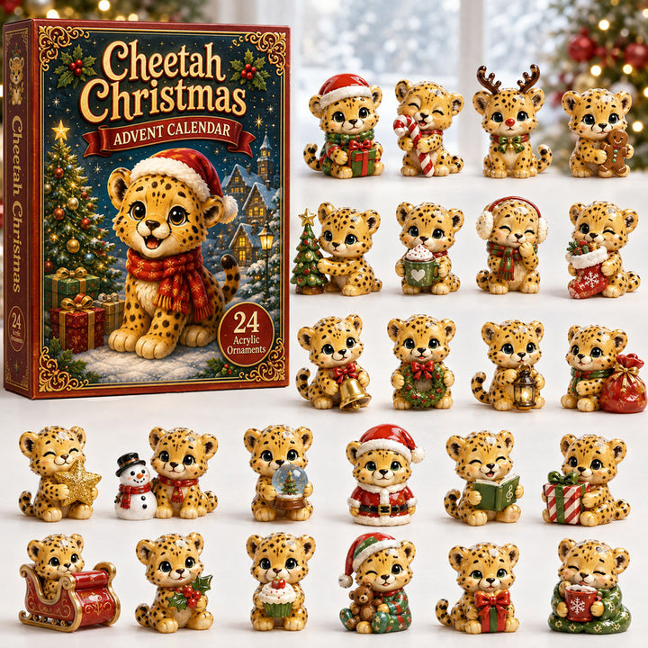 CHRISTMAS KICKOFF 40% OFF - Cheetah Christmas Advent Calendar 2026 - 24-Day Festive Countdown, Acrylic Charms Blind Box - Gift For Cheetah Lovers AC0HA121