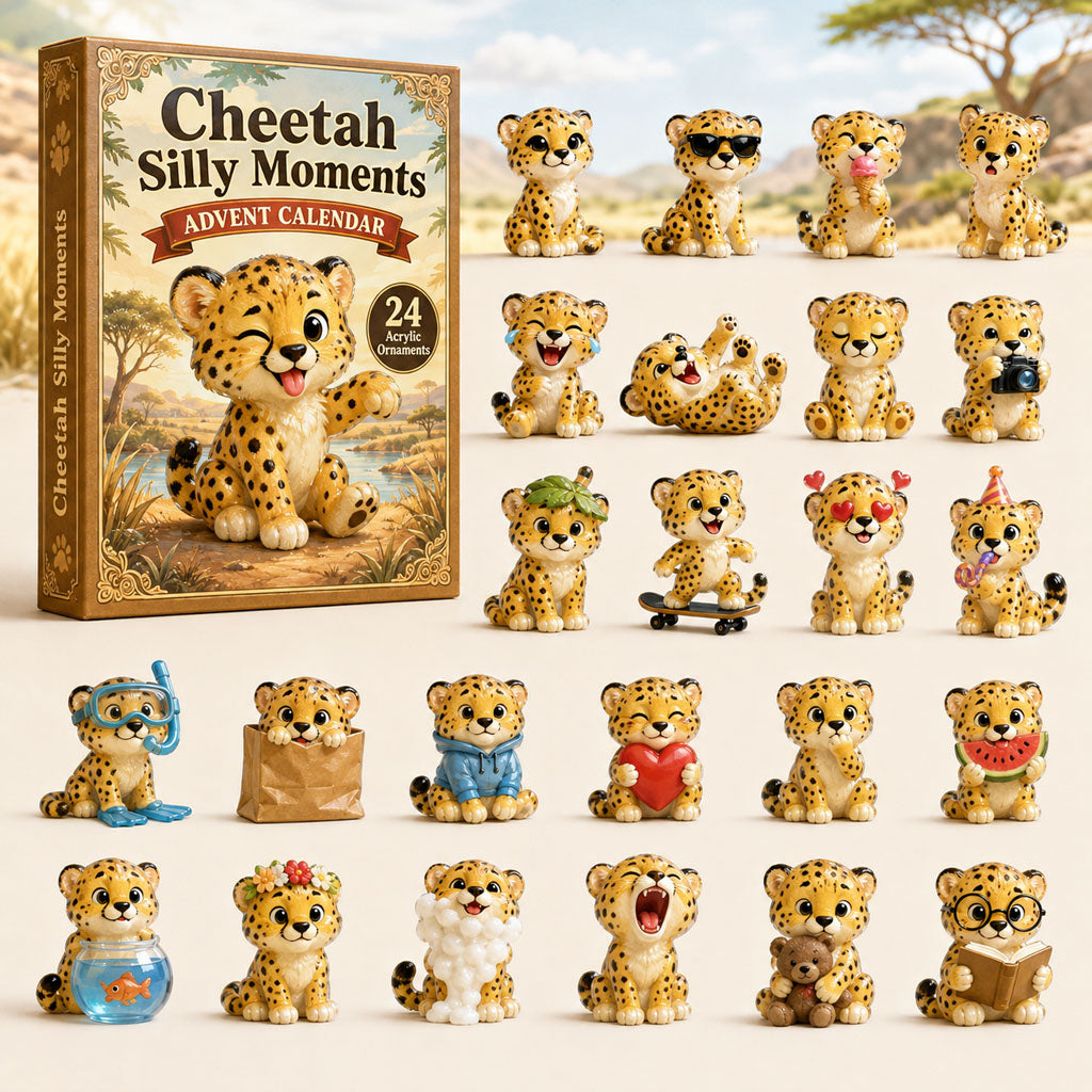 CHRISTMAS KICKOFF 40% OFF - Cheetah Silly Moments Advent Calendar 2026 - 24-Day Festive Countdown, Acrylic Charms Blind Box - Gift For Cheetah Lovers AC0HA123