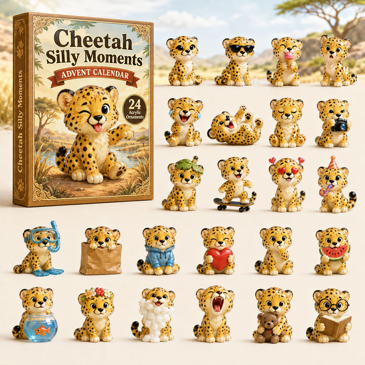 CHRISTMAS KICKOFF 40% OFF - Cheetah Silly Moments Advent Calendar 2026 - 24-Day Festive Countdown, Acrylic Charms Blind Box - Gift For Cheetah Lovers AC0HA123