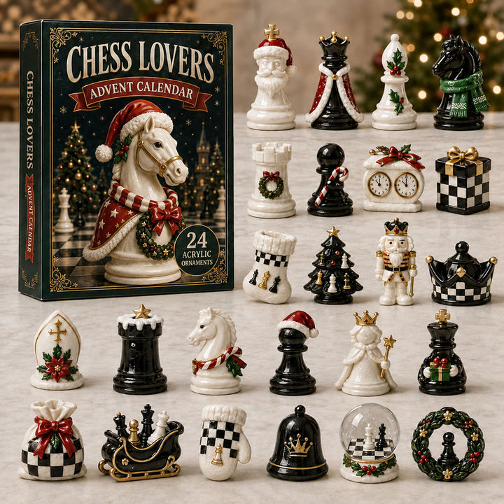 CHRISTMAS KICKOFF 40% OFF - Chess Christmas Advent Calendar 2026 - 24-Day Festive Countdown, Acrylic Charms Blind Box - Gift For Chess Lovers AC0TM060