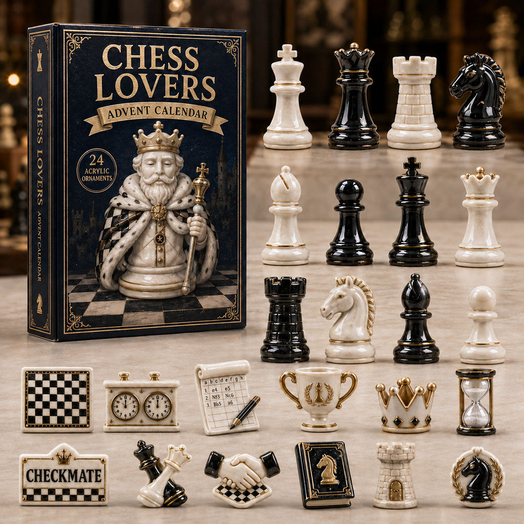CHRISTMAS KICKOFF 40% OFF - Chess Classic Advent Calendar 2026 - 24-Day Festive Countdown, Acrylic Charms Blind Box - Gift For Chess Lovers AC0TM057