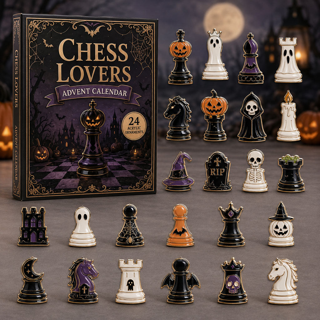 HALLOWEEN KICKOFF 40% OFF - Chess Halloween Advent Calendar 2026 - 24-Day Festive Countdown, Acrylic Charms Blind Box - Gift For Chess Lovers AC0TM061