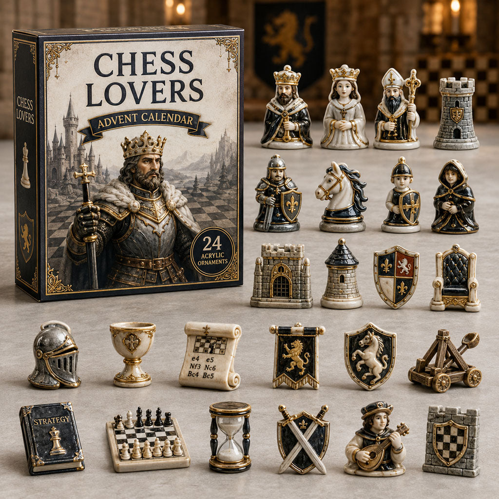 CHRISTMAS KICKOFF 40% OFF - Chess King Advent Calendar 2026 - 24-Day Festive Countdown, Acrylic Charms Blind Box - Gift For Chess Lovers AC0TM059