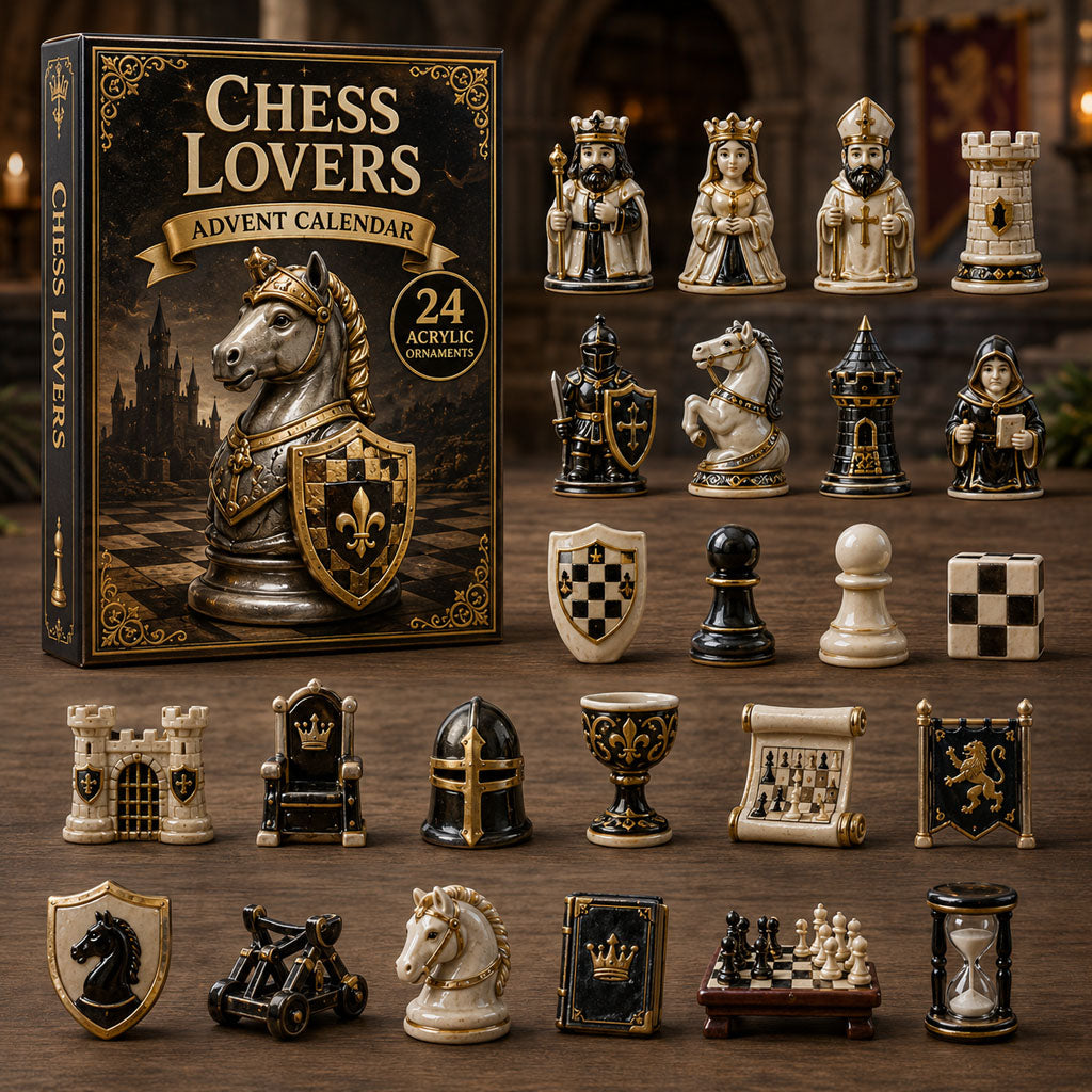CHRISTMAS KICKOFF 40% OFF - Chess Knight Advent Calendar 2026 - 24-Day Festive Countdown, Acrylic Charms Blind Box - Gift For Chess Lovers AC0TM058
