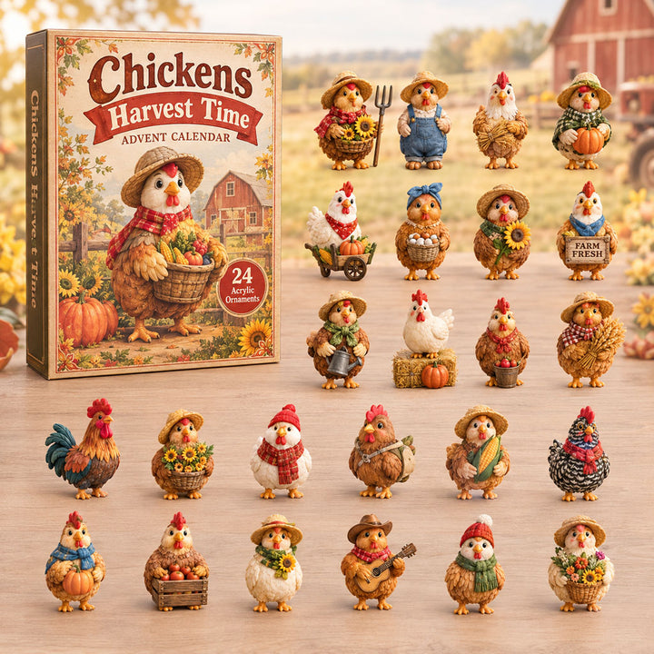 THANKSGIVING KICKOFF 40% OFF - Chickens Harvest Time Advent Calendar 2026 - 24-Day Festive Countdown, Acrylic Charms Blind Box - Gift For Chicken Lovers AC0TH187