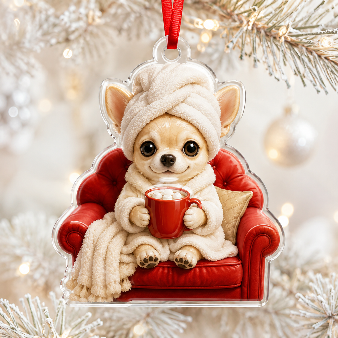 Chihuahua Cozy Night Mica Ornament NCU0HT014