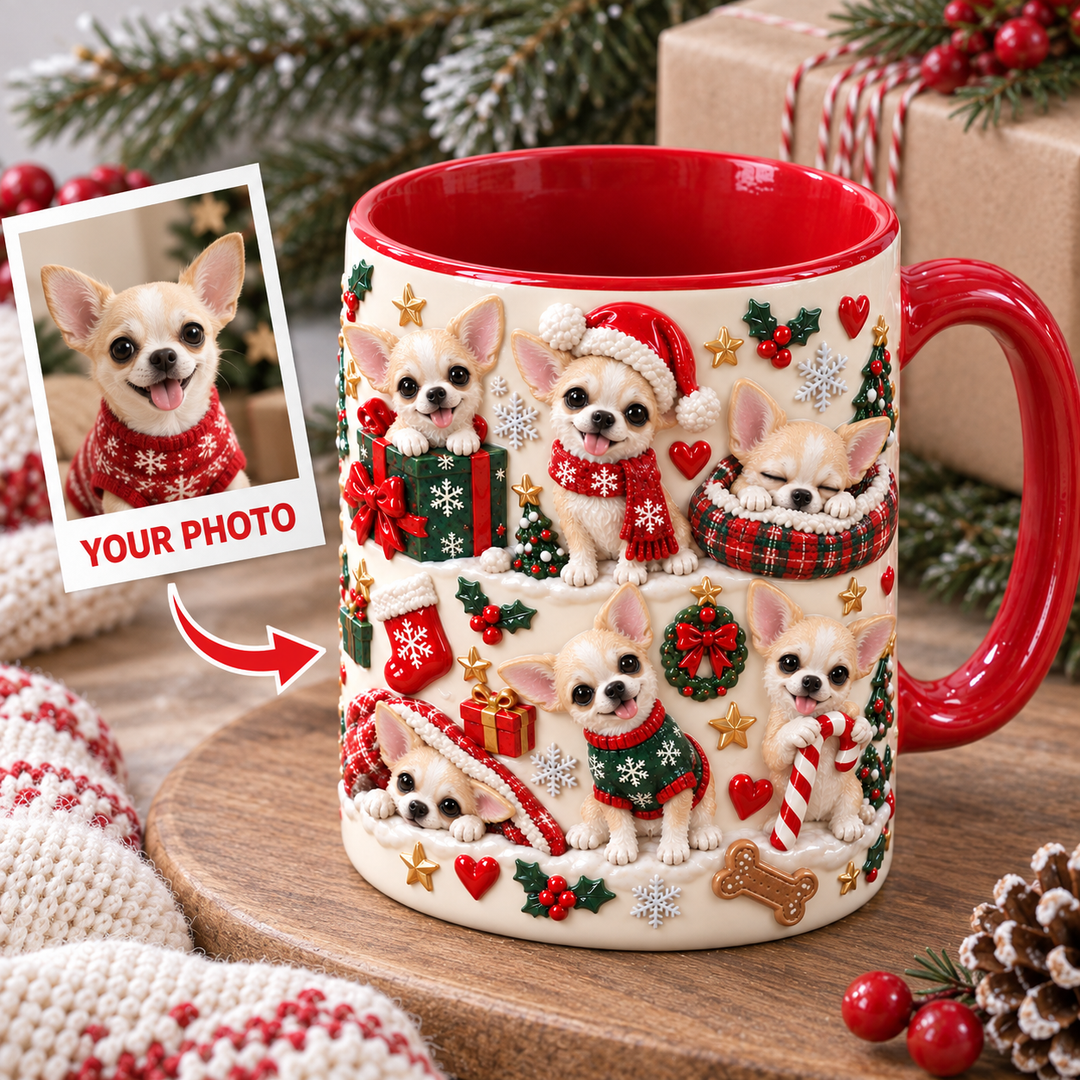Chihuahua Cream Silly Moment Christmas Personalized 3D Effect Printed Accent Mug UPL0HA002