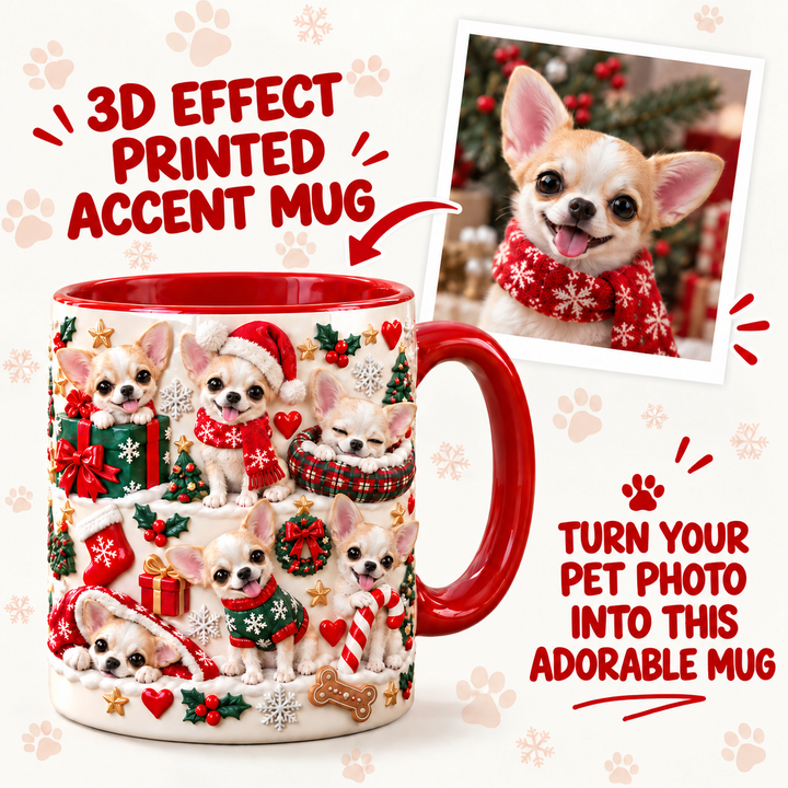 Chihuahua Cream Silly Moment Christmas Personalized 3D Effect Printed Accent Mug UPL0HA002