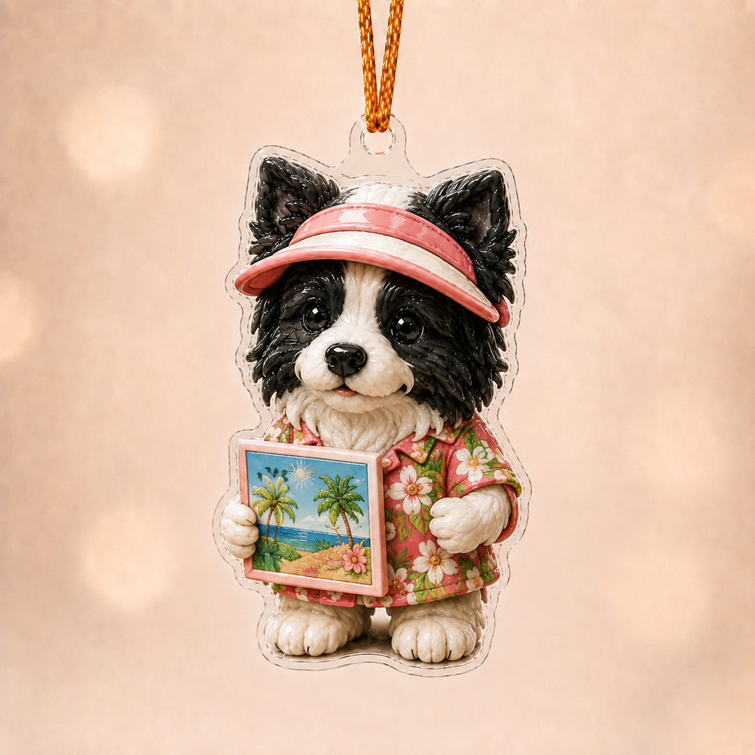 Chill Border Collie Adorable Mica Ornament NCU0NT018