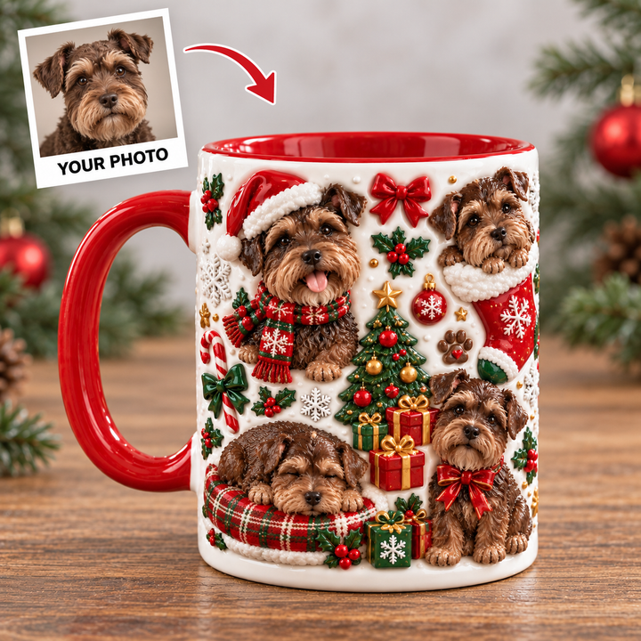 Chocolate Schnauzer Christmas Personalized 3D Effect Printed Accent Mug UPL0TH003