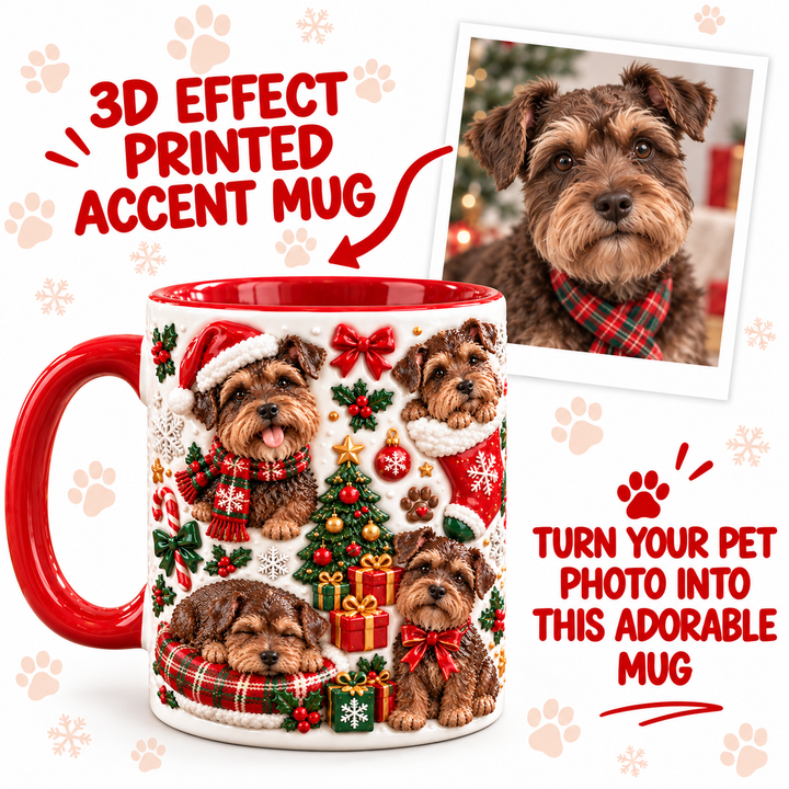 Chocolate Schnauzer Christmas Personalized 3D Effect Printed Accent Mug UPL0TH003