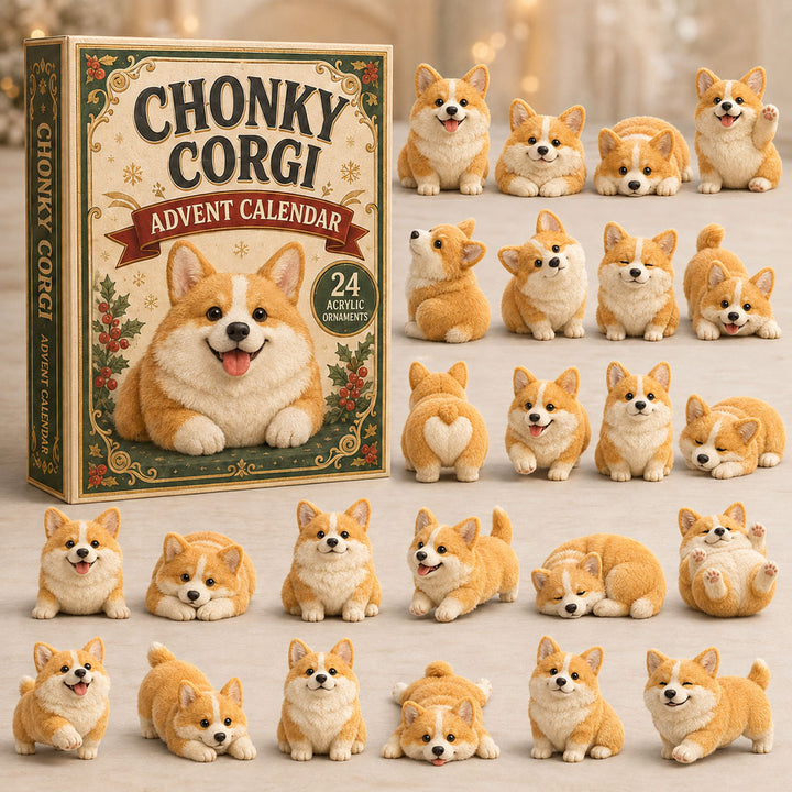 CHRISTMAS KICKOFF 40% OFF - Chonky Corgi Advent Calendar 2026 - 24-Day Festive Countdown, Acrylic Charms Blind Box - Gift For Corgi Lovers AC0TM186