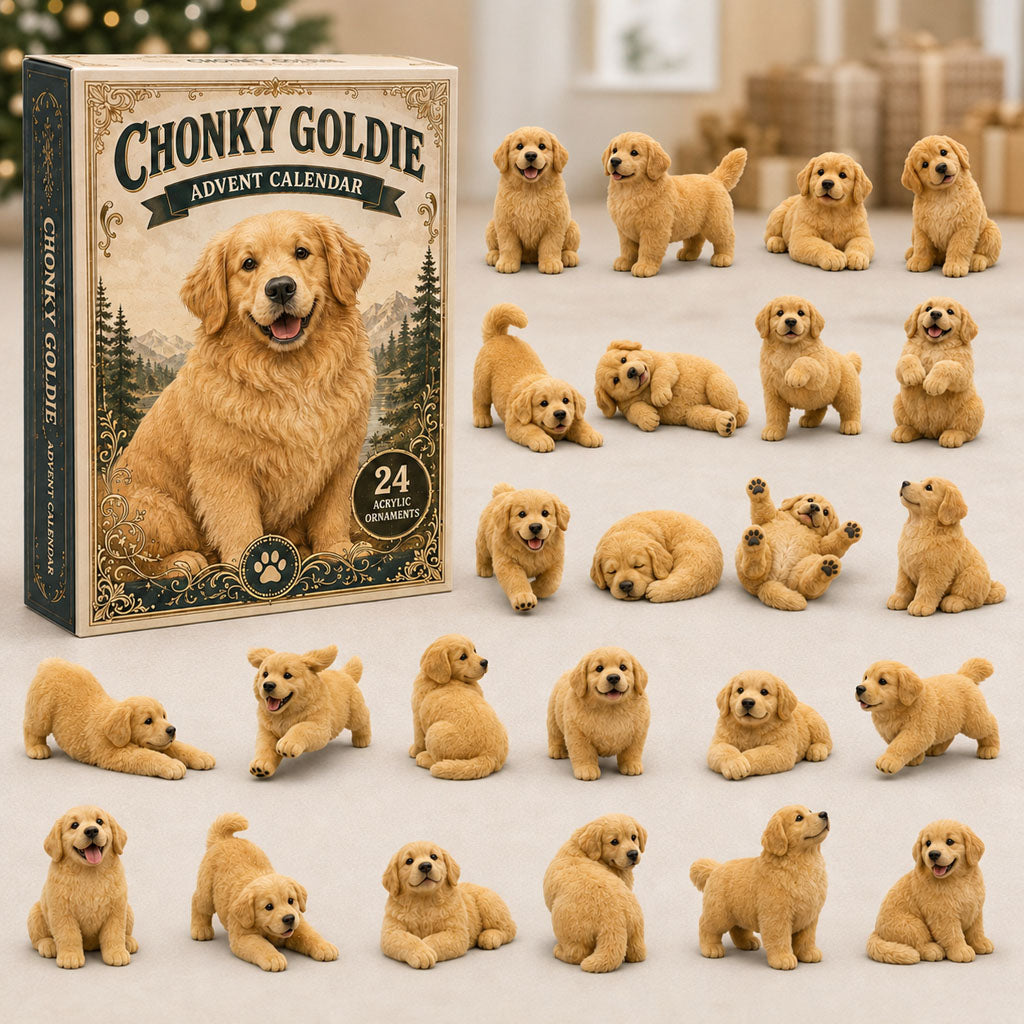 CHRISTMAS KICKOFF 40% OFF - Chonky Goldie Advent Calendar 2026 - 24-Day Festive Countdown, Acrylic Charms Blind Box - Gift For Dog Lovers AC0TM234