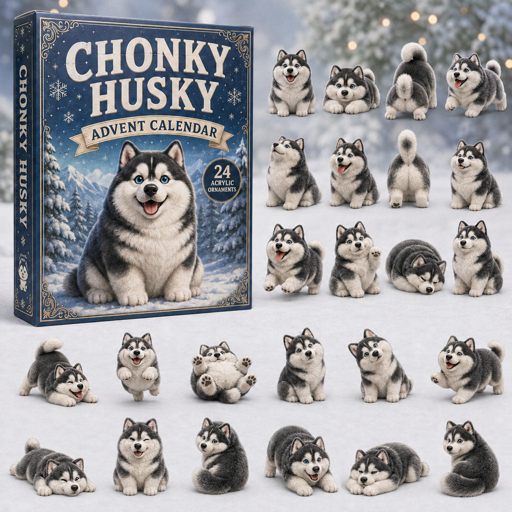 CHRISTMAS KICKOFF 40% OFF - Chonky Husky Advent Calendar 2026 - 24-Day Festive Countdown, Acrylic Charms Blind Box - Gift For Dog Lovers AC0TM244